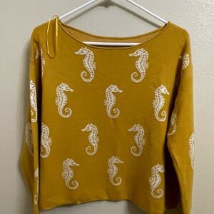 Anthropologie Maeve Mustard Seahorse Sweater